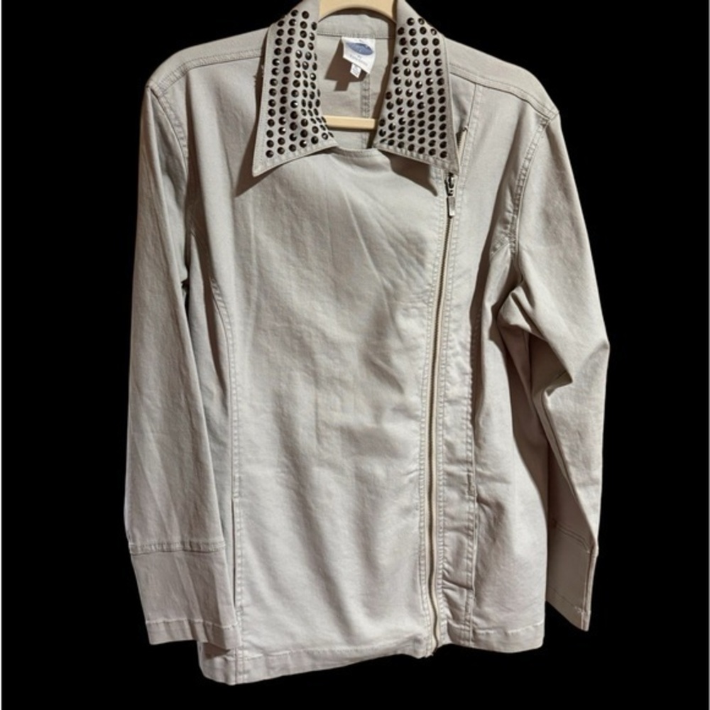 DG2 Diane Gilman Versatile gray jacket full zip gun metal gray studs sz XL NWOT - Picture 8 of 14